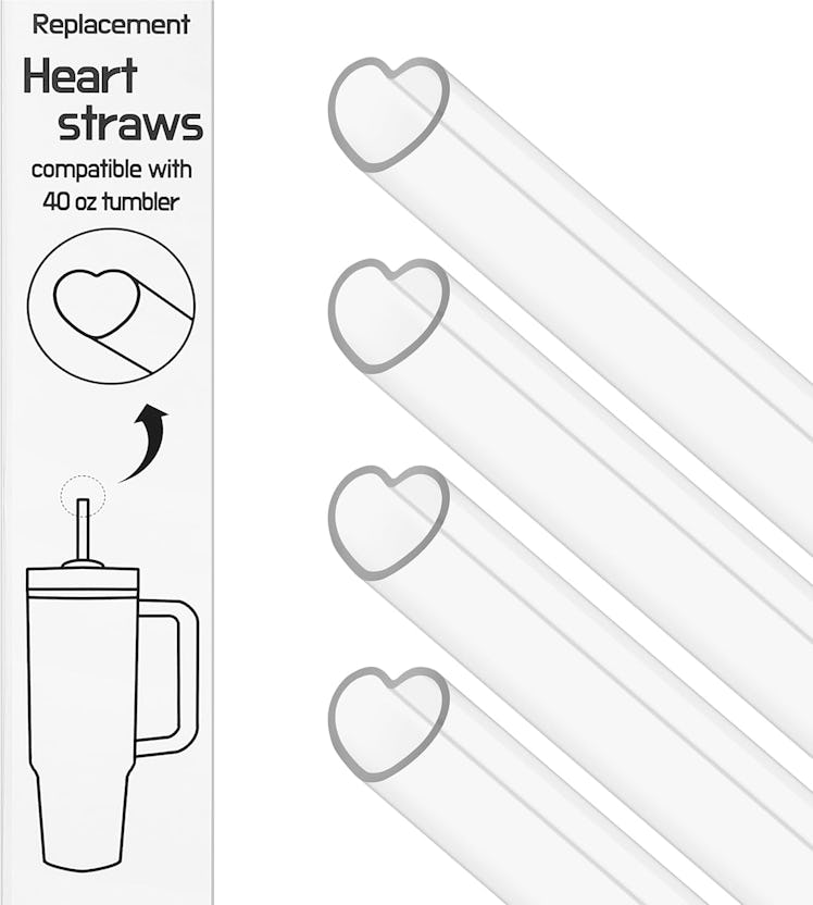 The best MOON Reusable Plastic Heart Straws for Stanley Cups (4-Pack)