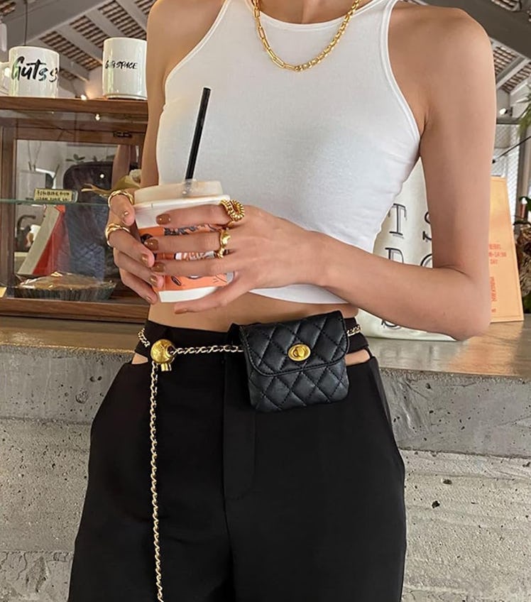 BEMYLV Leather Chain Belt Bag