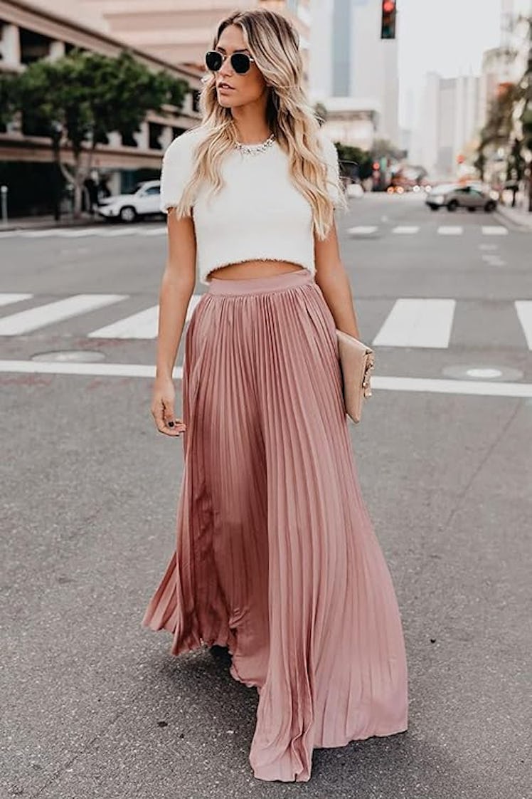 ebossy Pleated Maxi Skirt
