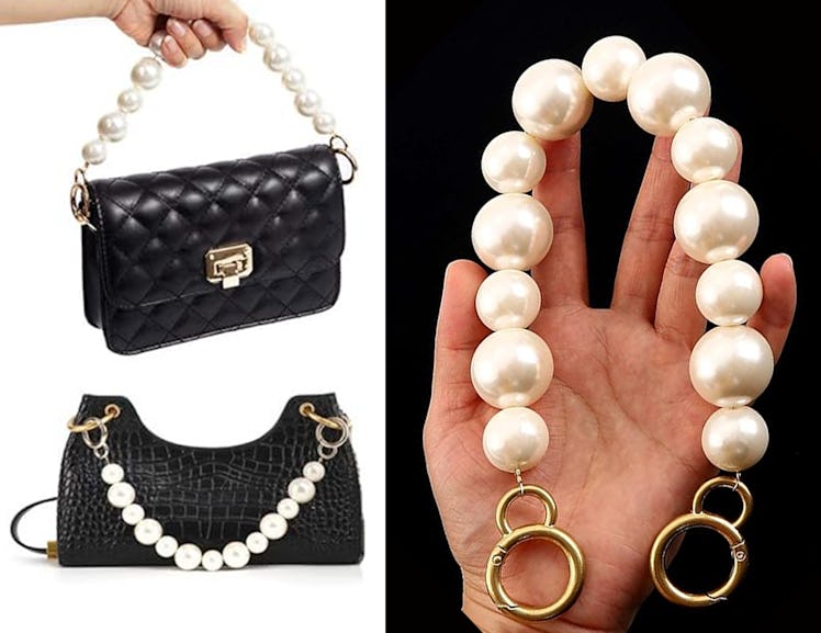 Xiazw Large Imitation Pearl Bead Purse Handle