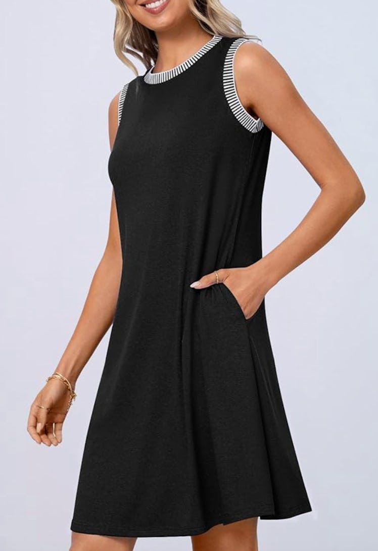 MEROKEETY Tank Crewneck Midi Dress