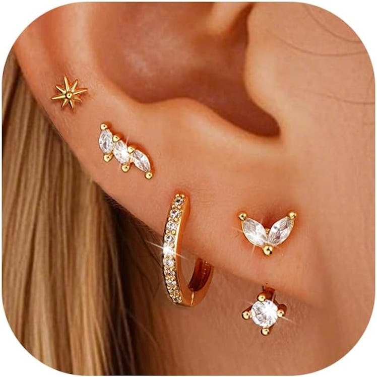 YEEZII Stackable Stud Earrings (6-Pairs)