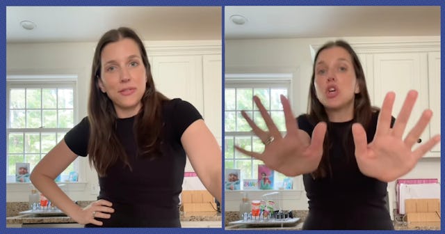 A woman talks to the camera about why "just asking for help" doesn't solve the mental load for moms....