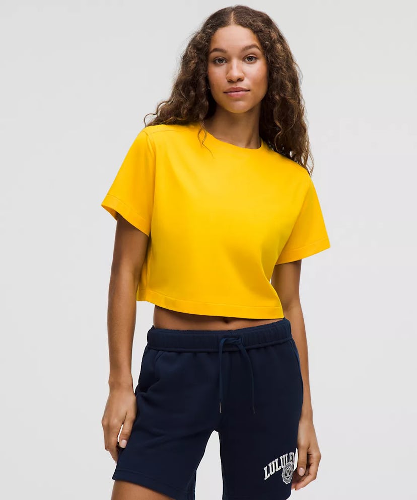 lululemon All Yours Organic Cotton Cropped T-Shirt in maize yellow