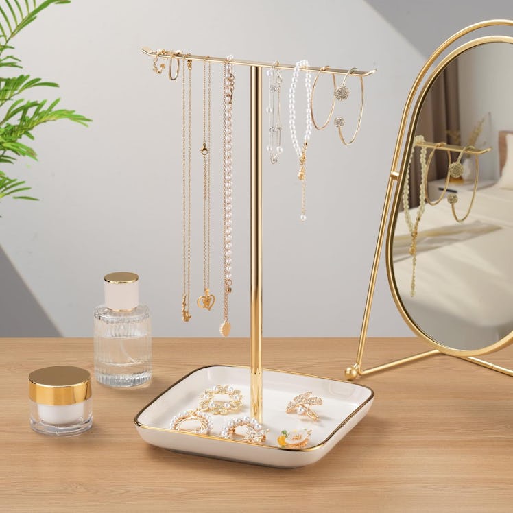 Josmimic Jewelry Holder Stand with Ceramic Base