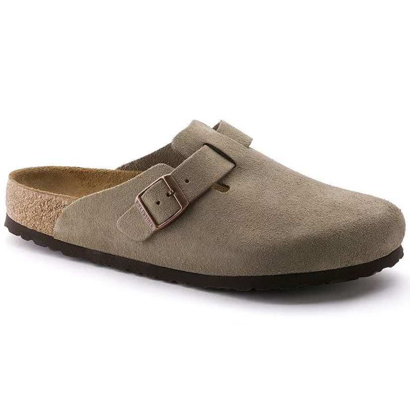 birkenstock Boston Soft Footbed Clogs in taupe