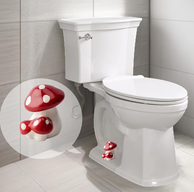 WANSHUNLMI Red Mushroom Toilet Floor Bolt Covers