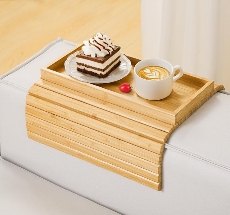 Kssiaz Bamboo Couch Arm Tray