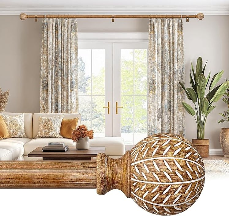 QDWIS Wooden Curtain Rods 