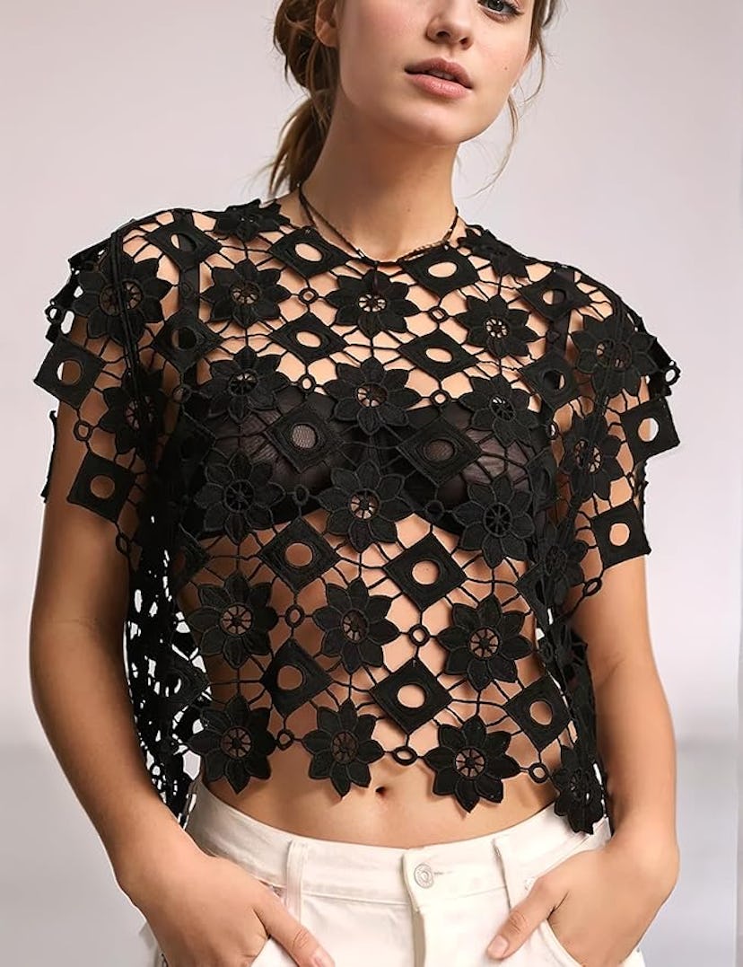 Flygo Hollow Lace Tank Top
