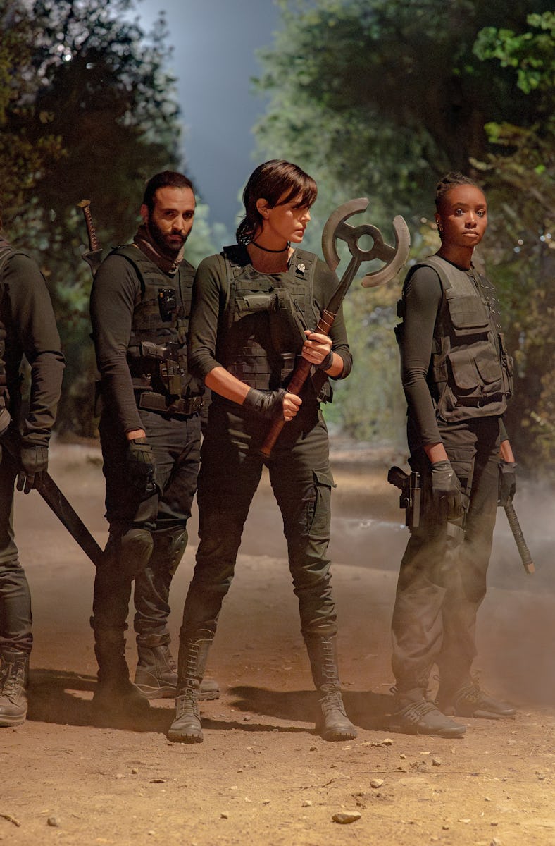 Henry Golding, Luca Marinelli, Marwan Kenzari, Charlize Theron, and KiKi Layne in The Old Guard
