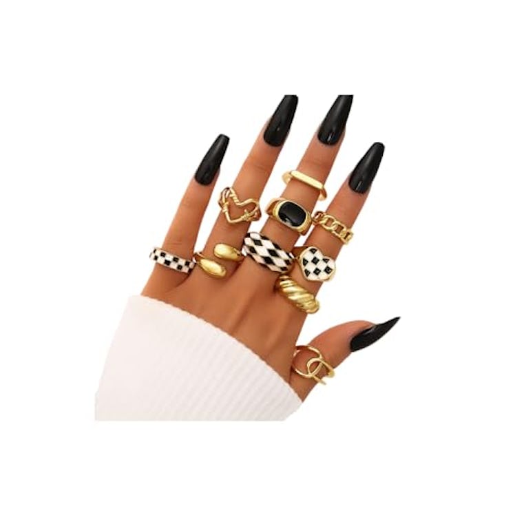 FAXHION Gold Stackable Rings (12 Pieces)