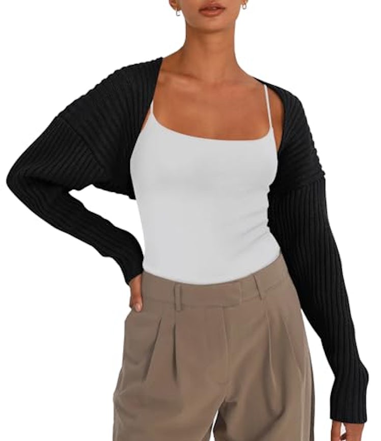 LILLUSORY Womens Cropped Cardigans Bolero Shrug Fall Sweater Cute Tops Fashion Trendy Long Sleeve Ou...