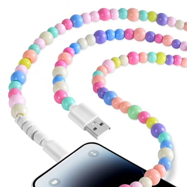 COZYEXPR for iPhone Charger Cord 3.3ft Cute Beaded USB Charging Cable 66W High Speed Transfer Cord U...