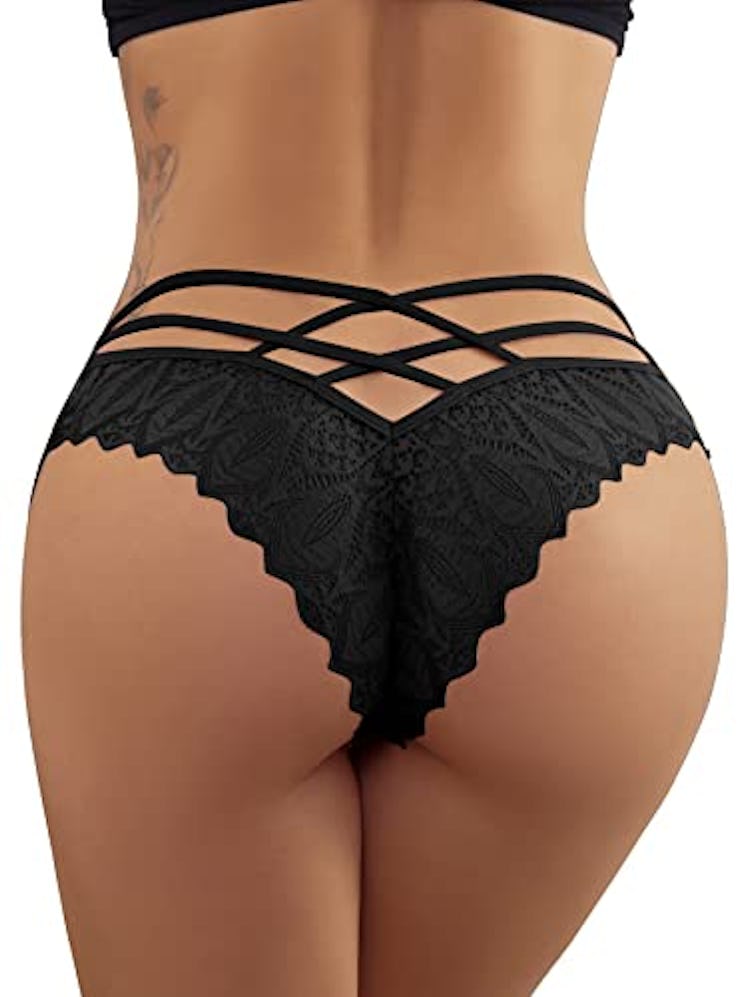 Milumia Floral Lace Criss Cross Bikini Underwear 