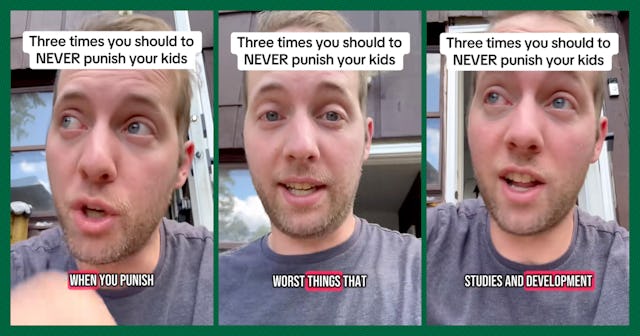 A split image features a man speaking in three panels. Text overlays highlight "Three times you shou...
