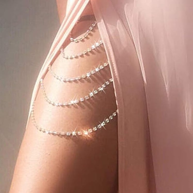 REETAN Thigh Rhinestone Body Chain