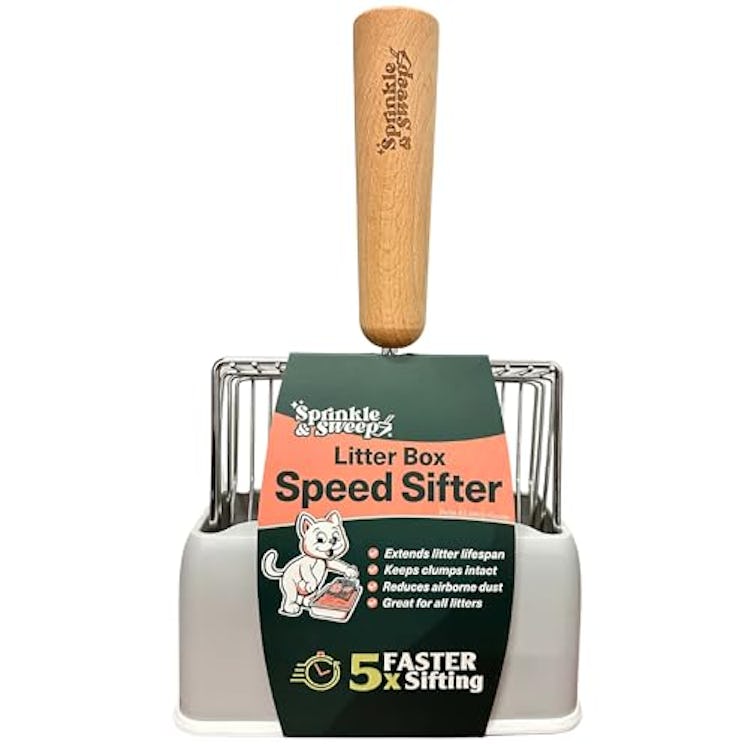 Sprinkle & Sweep Metal Cat Litter Scoop - Heavy Duty Litter Scooper & Speed Sifter with Comfortable ...