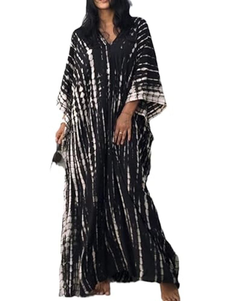 SMUDGE Life Kaftan Dresses for Women Plus Size Summer Beach Dress with Print and Swim Cover Ups