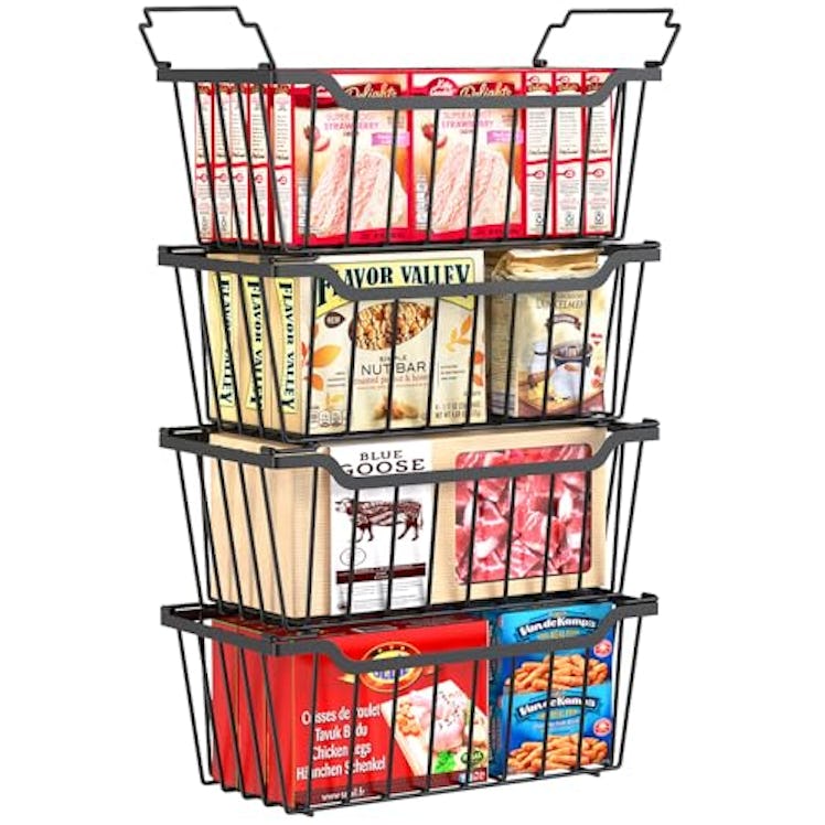 SUNALLY Freezer Organizer Bins, 4 Pack Stackable Chest Freezer Organizer for 5-7 Cu.FT Deep Freezer ...