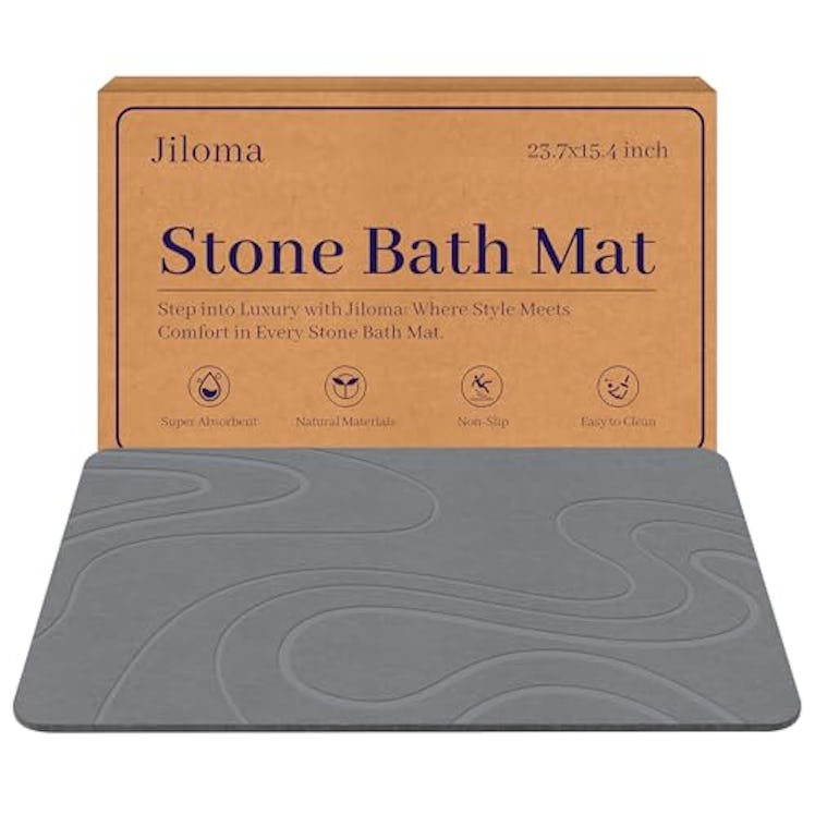 Jiloma Stone Bath Mat Diatomite Stone Mats for Bathroom Non-Slip Diatomaceous Earth Shower Mat Super...