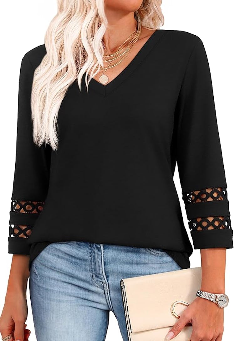 XIEERDUO 3/4 Length Sleeve Top 