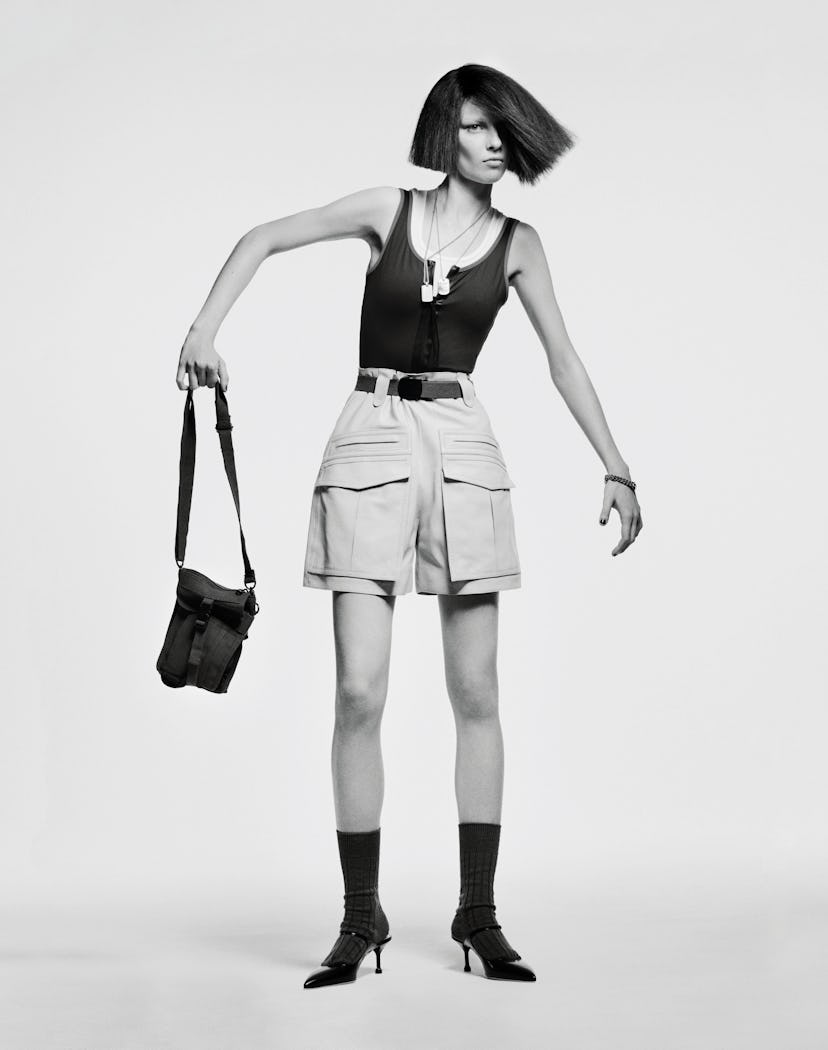 A model wearing cargo shorts