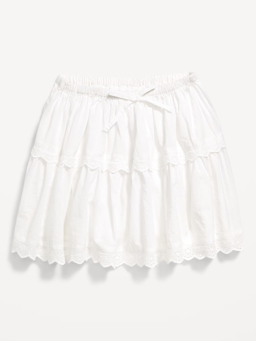 Eyelet Trim Tiered Skirt for Girls