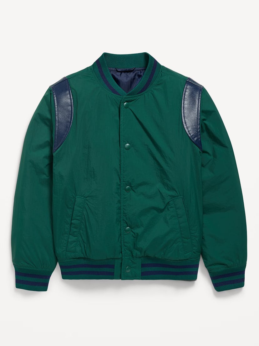 Water-Resistant Vintage-Style Bomber Jacket for Boys