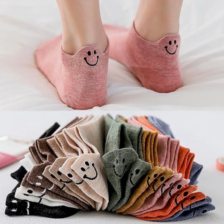 IBEILLI Embroidered Low Cut Socks (10 Pairs) 