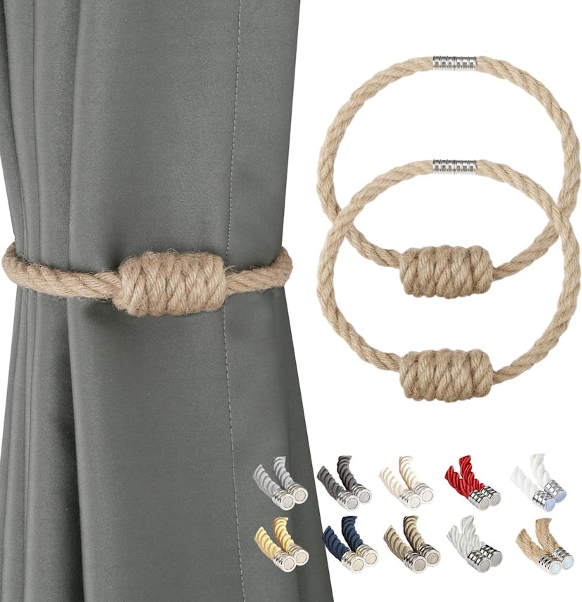 BEL AVENIR Magnetic Jute Curtain Tiebacks (2-Pack)