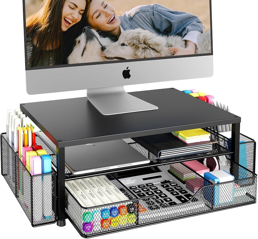 OPNICE 2-Tier Monitor Stand with Drawer