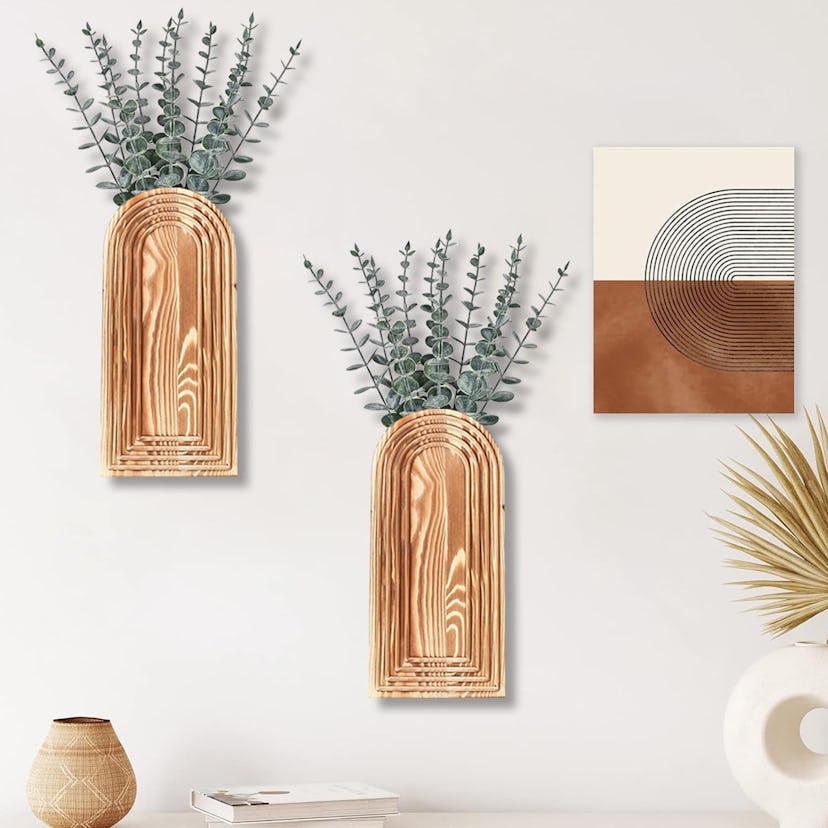 Dnnnii Wooden Wall Vases (2-Pack)