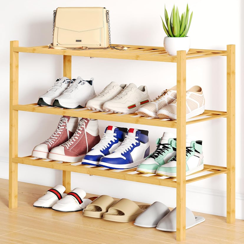 Smiry 3-Tier Bamboo Shoe Organizer