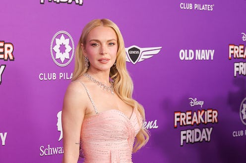 Lindsay Lohan's princess nails at the 'Freakier Friday' premiere matched her pink gown.