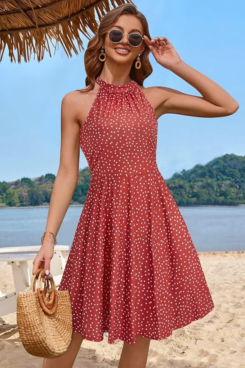 OUGES Halter Neck Sundress
