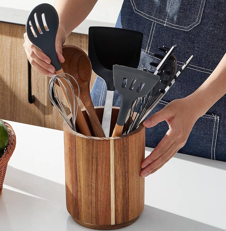 LOHONER Acacia Cooking Utensil Holder