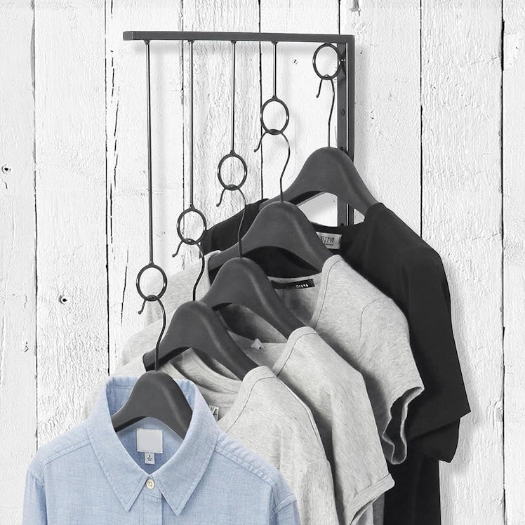 MyGift Wall-Mounted Garment Rack with 5 Hanging Rings (3-Pack)