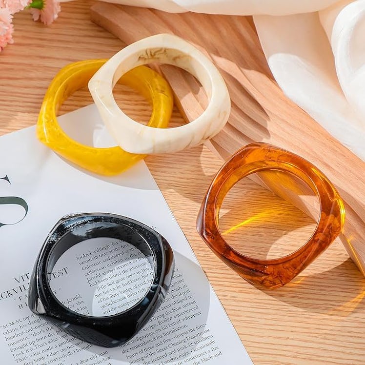 Landical Geometric Acrylic Resin Bangles (Set of 4) 
