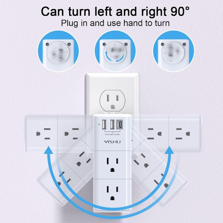 YISHU Surge Protector with Rotating Plug