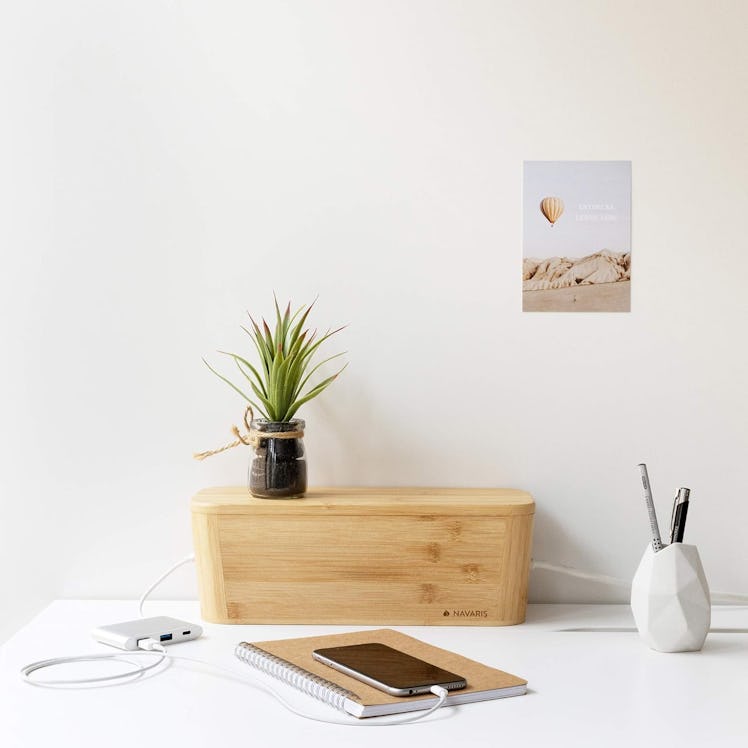 Navaris Bamboo Cable Storage Organizer
