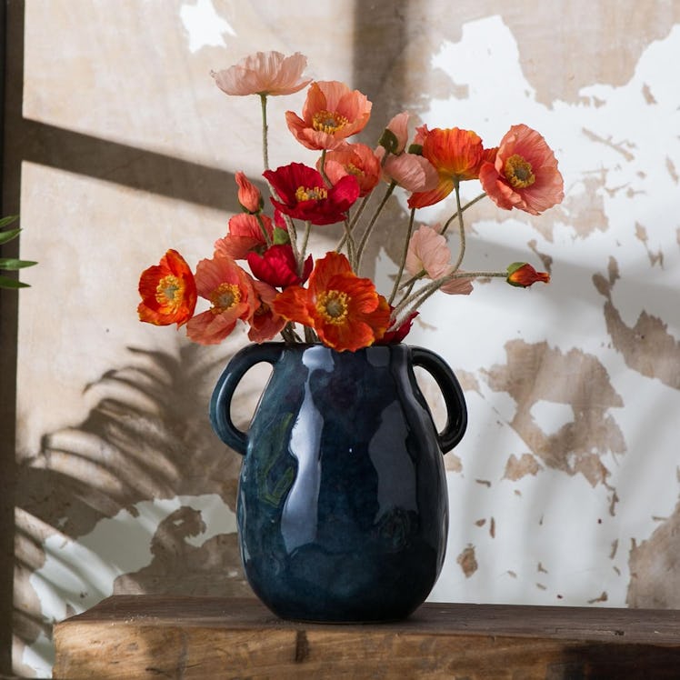 Sowlvenco Blue Ceramic Vase