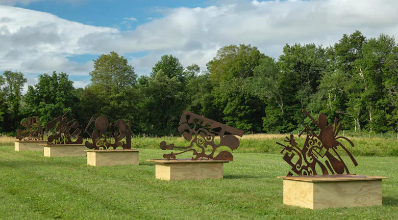 Carroll Dunham, Five Sculptures. Half-inch steel on wood bases, dimensions vary. Editions of 3, 1 AP...