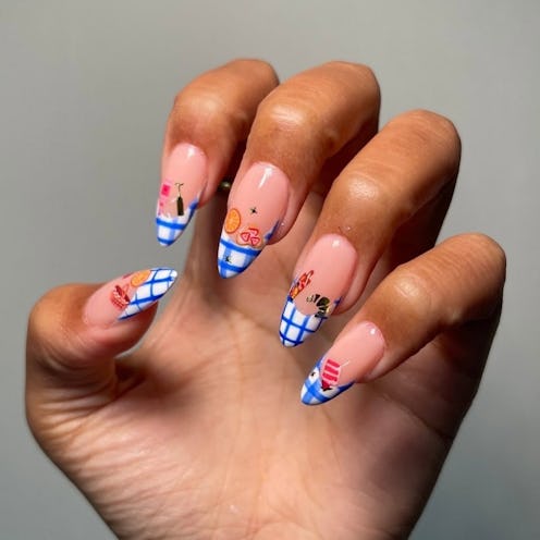 Picnic-inspired nail art ideas perfect for summer.