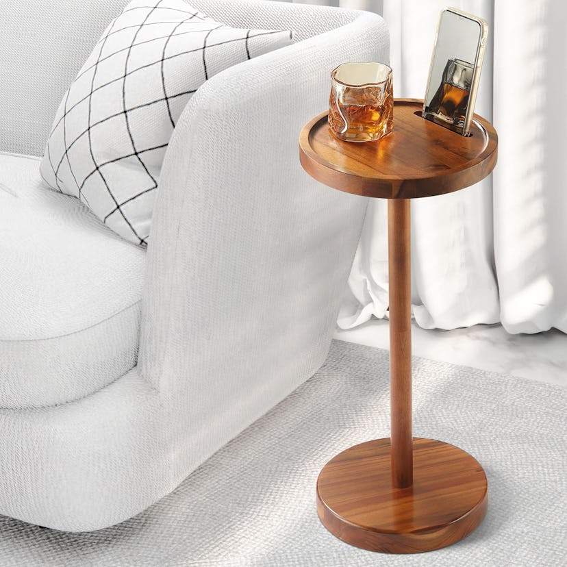 NAGAWOOD Acacia Pedestal Side Table