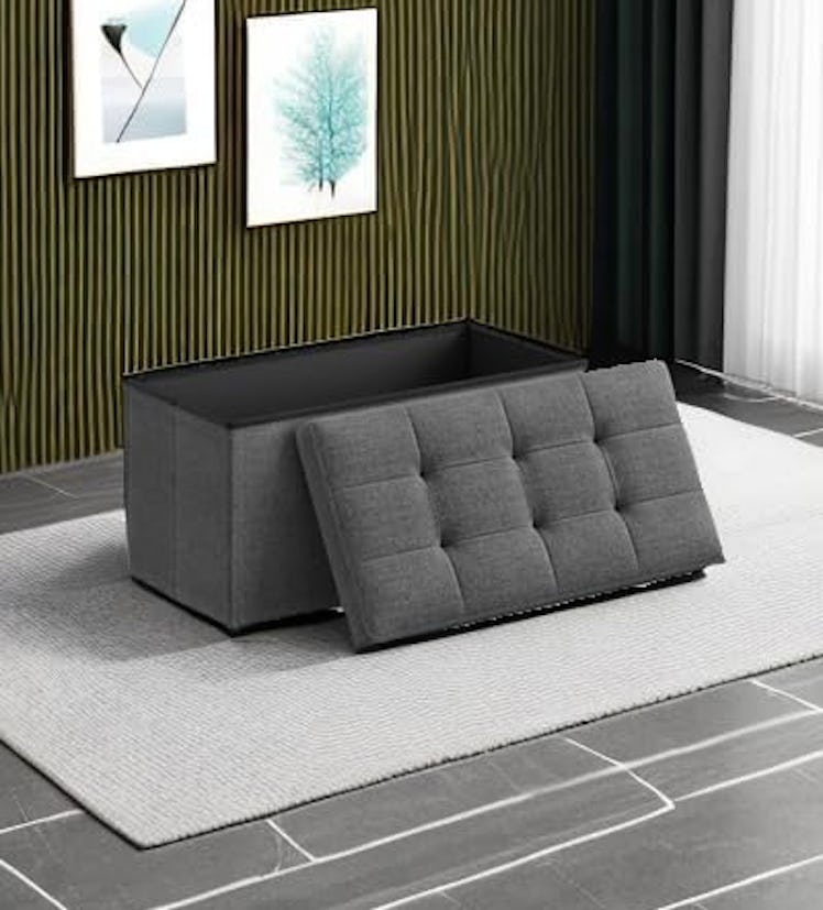 SONGMICS Folding Storage Ottoman Bench