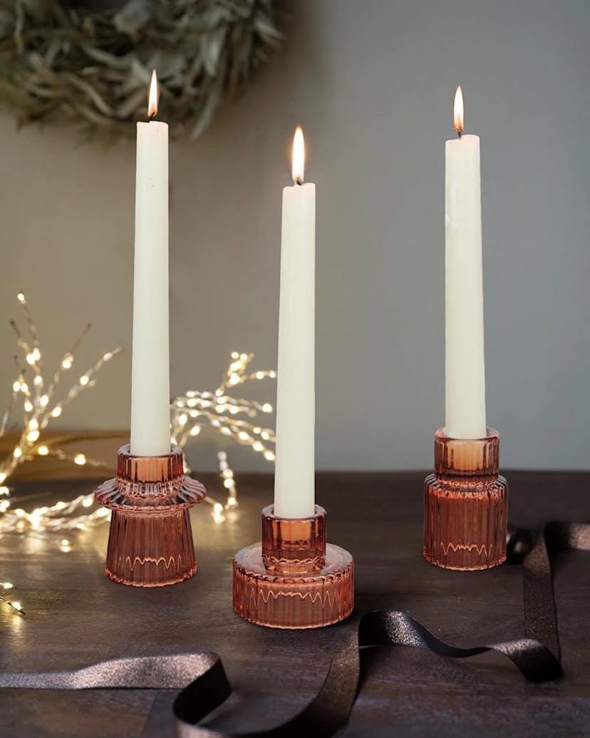 Vixdonos Glass Candlestick Holders (6-Pack)