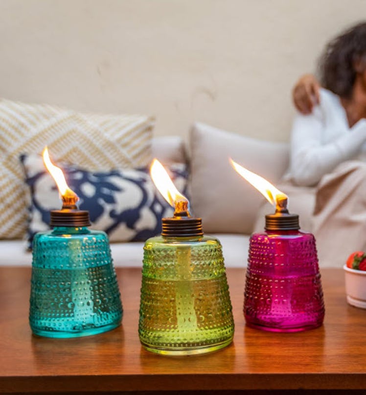 TIKI Molded Glass Decorative Tabletop Torches