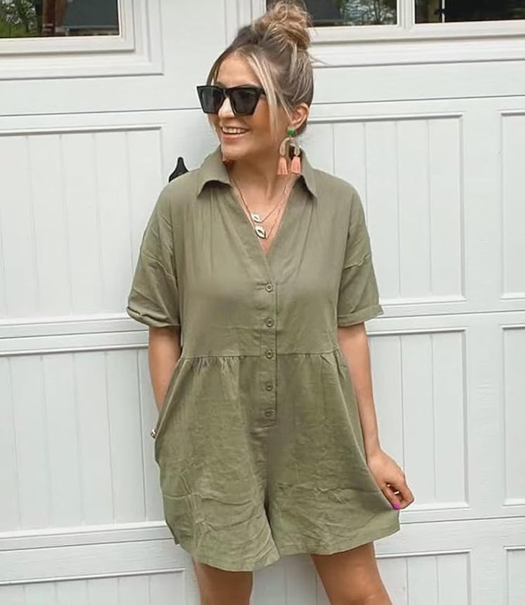 DEEP SELF Button Down Romper 