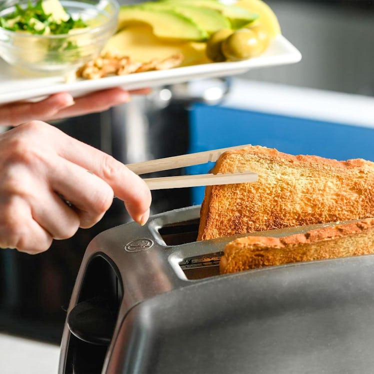 FCSTYODO Bamboo Toaster Tongs (2-Pack)